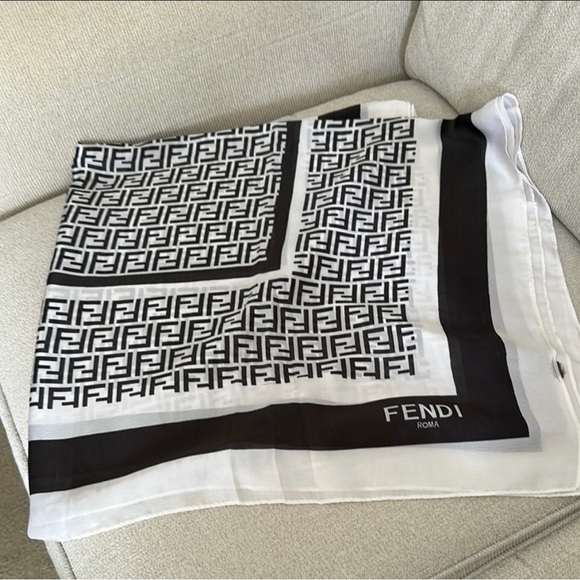 Fendi Accessories - Fendi Monogram Black and White Scarf